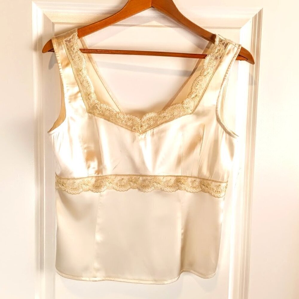 Nanette Lepore Ivory Silk Lace Trim Camisole NWT